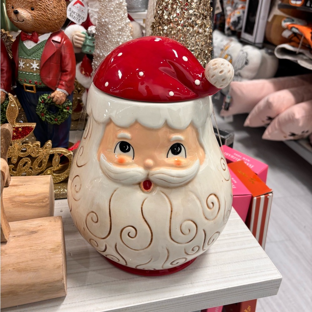 Johanna Parker Festive Santa Cookie Jar - Red and White